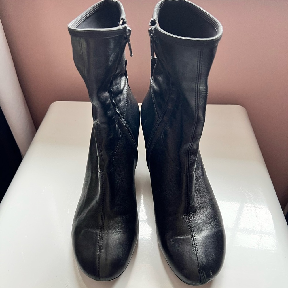 Joseph Leather Block Heel Ankle Sock Boots - Picture 3 of 11